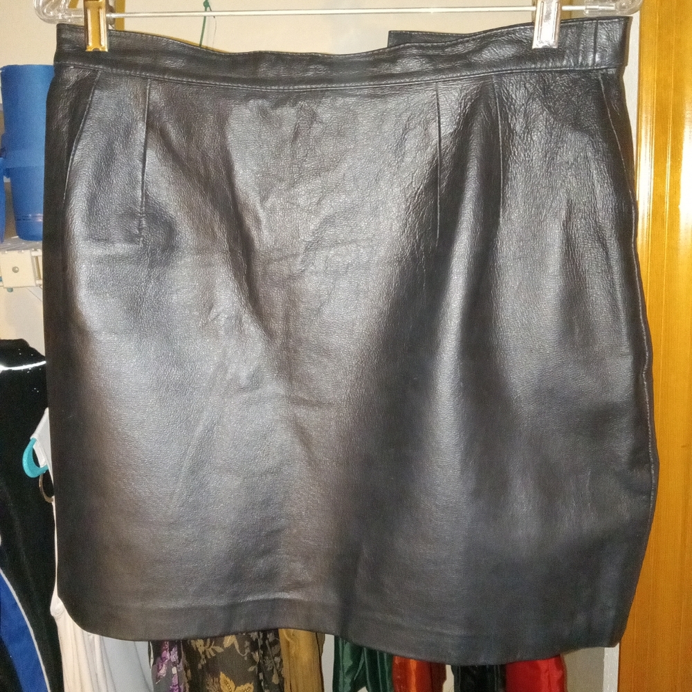 Newport News leather mini skirt